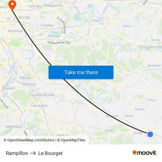 Rampillon to Le Bourget map