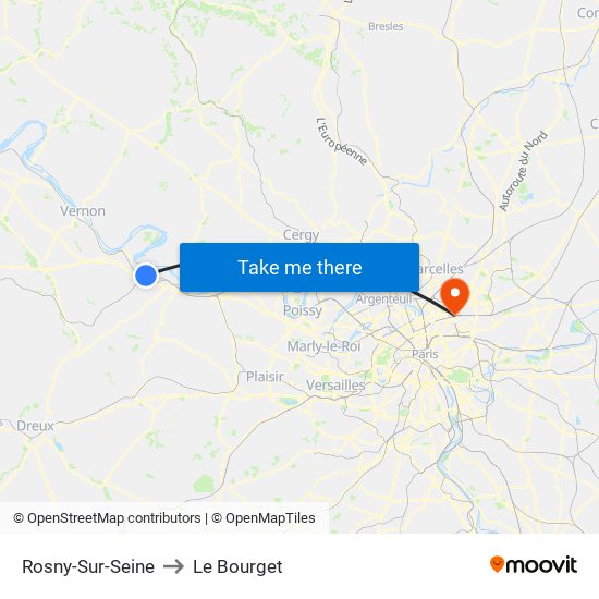 Rosny-Sur-Seine to Le Bourget map