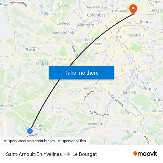 Saint-Arnoult-En-Yvelines to Le Bourget map