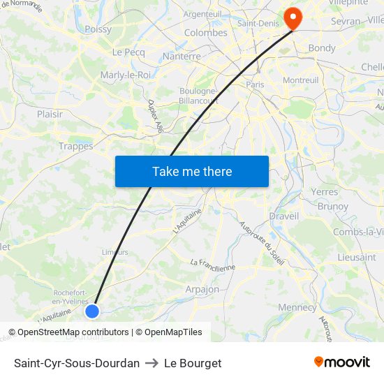 Saint-Cyr-Sous-Dourdan to Le Bourget map