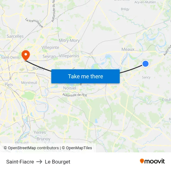 Saint-Fiacre to Le Bourget map