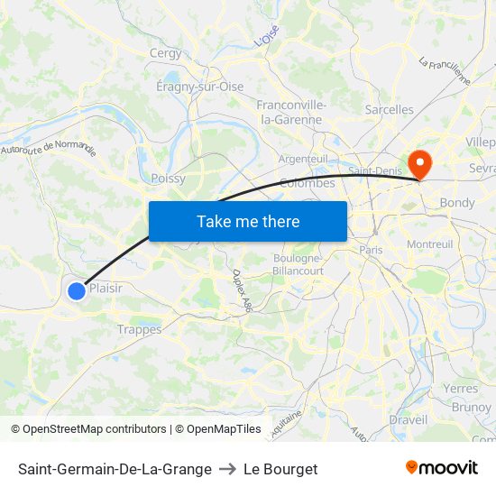 Saint-Germain-De-La-Grange to Le Bourget map