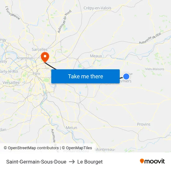 Saint-Germain-Sous-Doue to Le Bourget map