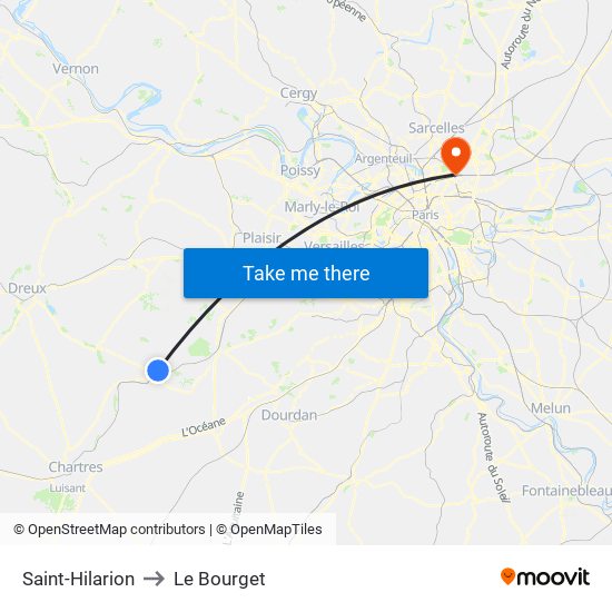 Saint-Hilarion to Le Bourget map