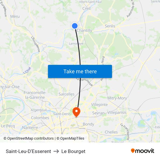 Saint-Leu-D'Esserent to Le Bourget map