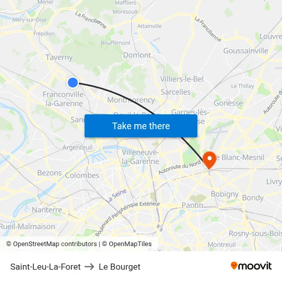 Saint-Leu-La-Foret to Le Bourget map