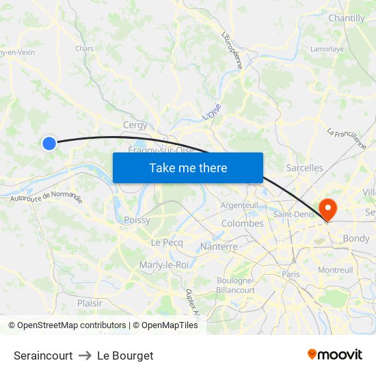 Seraincourt to Le Bourget map