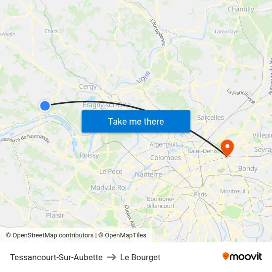 Tessancourt-Sur-Aubette to Le Bourget map