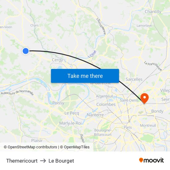 Themericourt to Le Bourget map