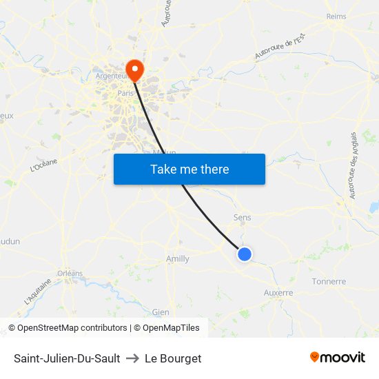 Saint-Julien-Du-Sault to Le Bourget map