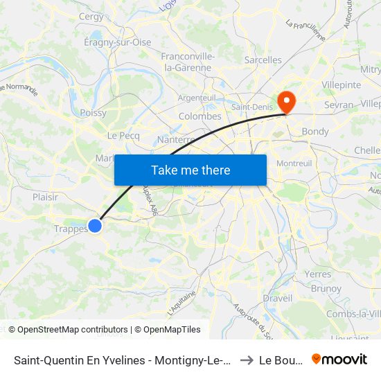 Saint-Quentin En Yvelines - Montigny-Le-Bretonneux to Le Bourget map