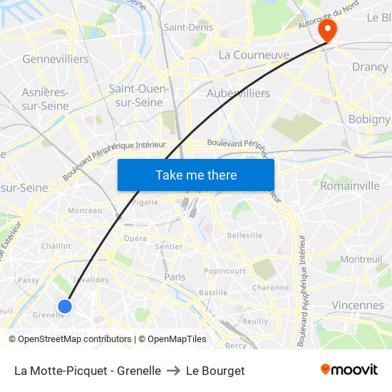 La Motte-Picquet - Grenelle to Le Bourget map
