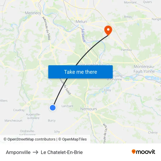 Amponville to Le Chatelet-En-Brie map