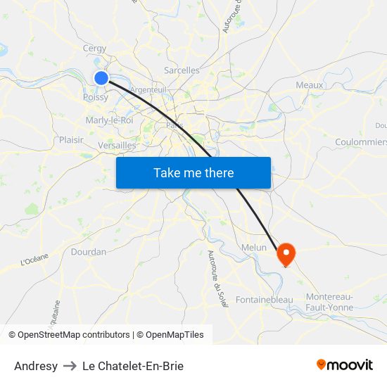 Andresy to Le Chatelet-En-Brie map