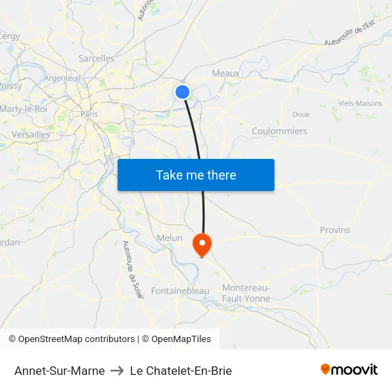 Annet-Sur-Marne to Le Chatelet-En-Brie map