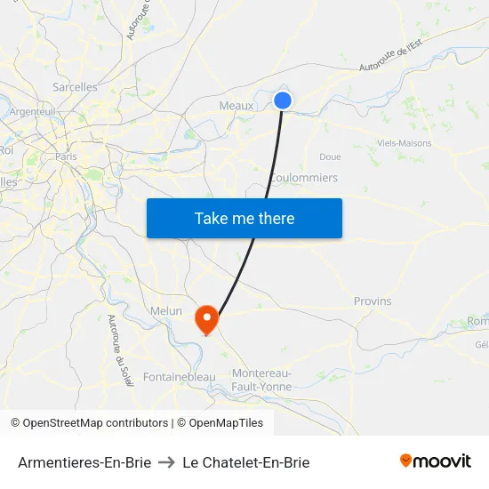 Armentieres-En-Brie to Le Chatelet-En-Brie map