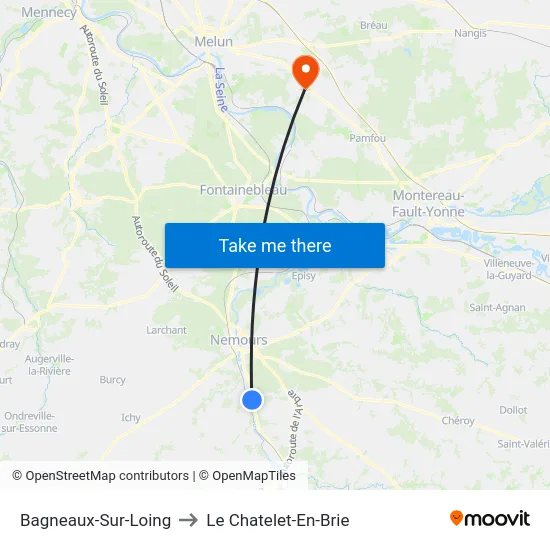 Bagneaux-Sur-Loing to Le Chatelet-En-Brie map
