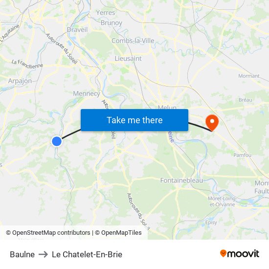Baulne to Le Chatelet-En-Brie map