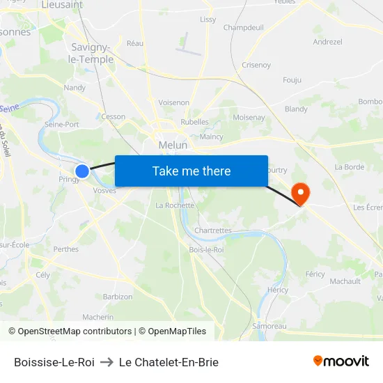 Boissise-Le-Roi to Le Chatelet-En-Brie map