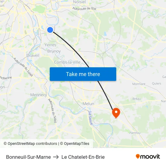 Bonneuil-Sur-Marne to Le Chatelet-En-Brie map