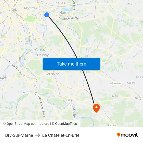 Bry-Sur-Marne to Le Chatelet-En-Brie map