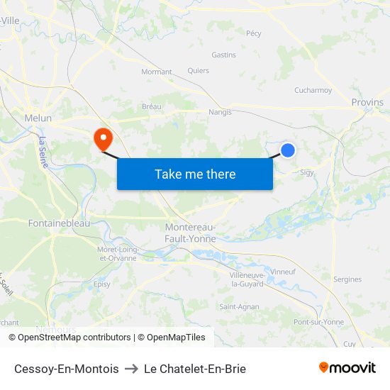 Cessoy-En-Montois to Le Chatelet-En-Brie map