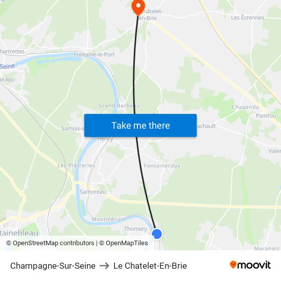 Champagne-Sur-Seine to Le Chatelet-En-Brie map