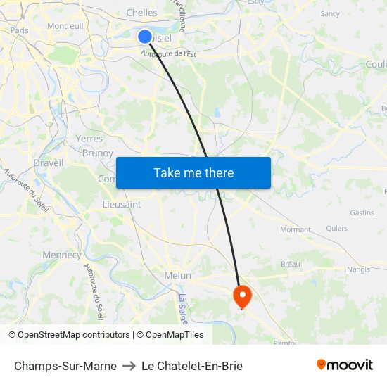 Champs-Sur-Marne to Le Chatelet-En-Brie map