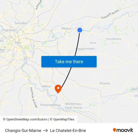 Changis-Sur-Marne to Le Chatelet-En-Brie map