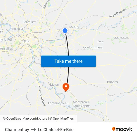 Charmentray to Le Chatelet-En-Brie map