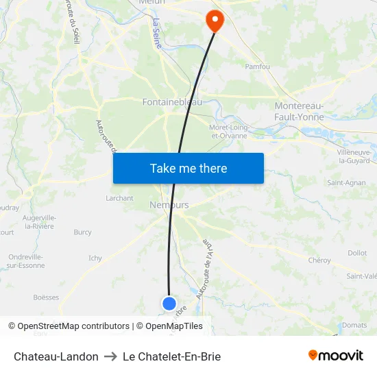 Chateau-Landon to Le Chatelet-En-Brie map