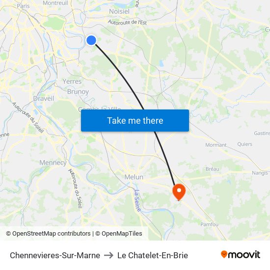 Chennevieres-Sur-Marne to Le Chatelet-En-Brie map