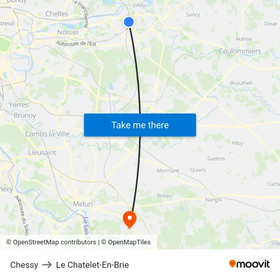 Chessy to Le Chatelet-En-Brie map