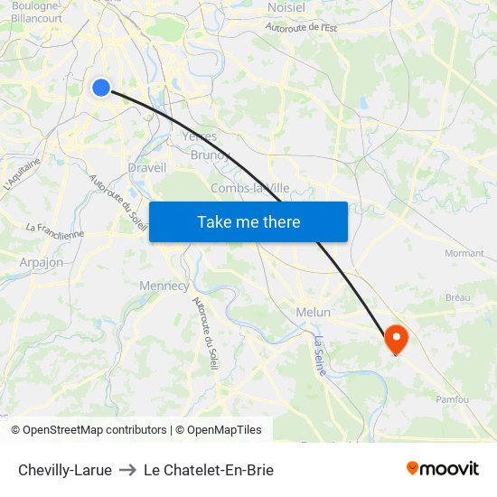 Chevilly-Larue to Le Chatelet-En-Brie map