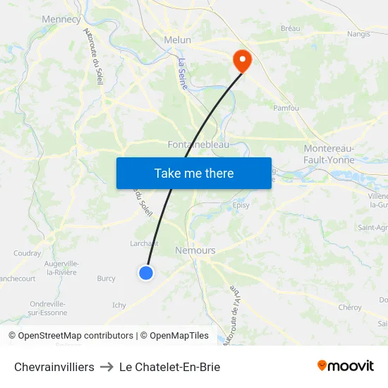 Chevrainvilliers to Le Chatelet-En-Brie map