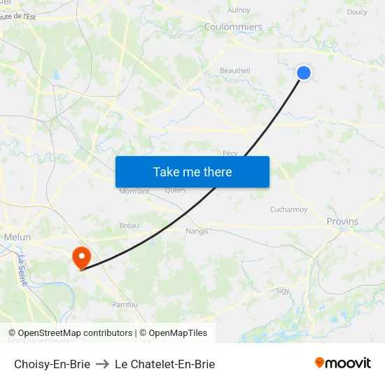 Choisy-En-Brie to Le Chatelet-En-Brie map