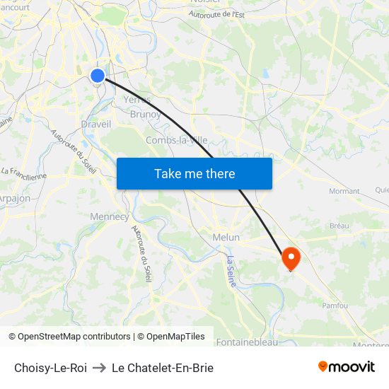 Choisy-Le-Roi to Le Chatelet-En-Brie map