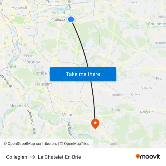Collegien to Le Chatelet-En-Brie map