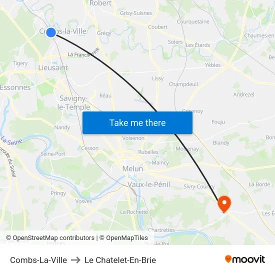 Combs-La-Ville to Le Chatelet-En-Brie map