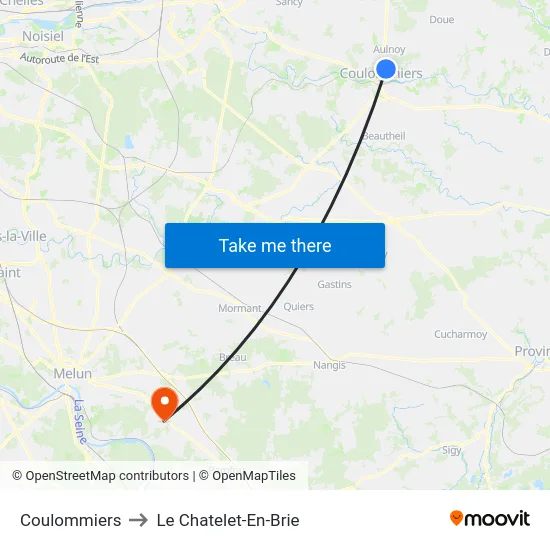Coulommiers to Le Chatelet-En-Brie map