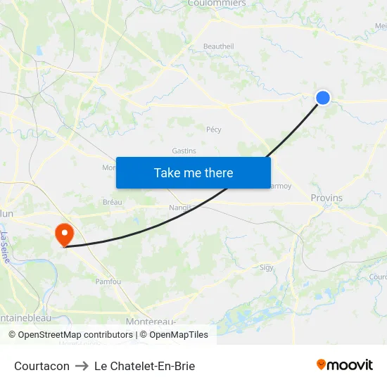 Courtacon to Le Chatelet-En-Brie map