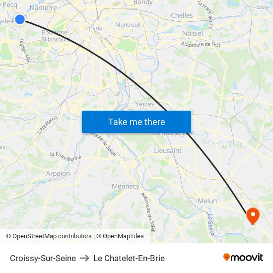 Croissy-Sur-Seine to Le Chatelet-En-Brie map