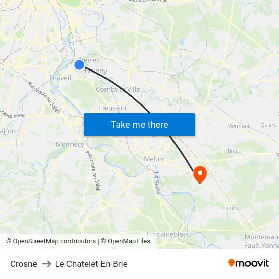 Crosne to Le Chatelet-En-Brie map