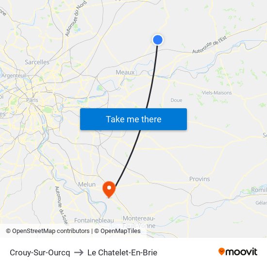Crouy-Sur-Ourcq to Le Chatelet-En-Brie map