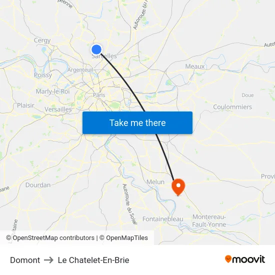 Domont to Le Chatelet-En-Brie map