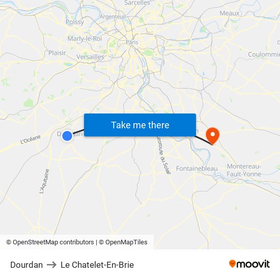 Dourdan to Le Chatelet-En-Brie map