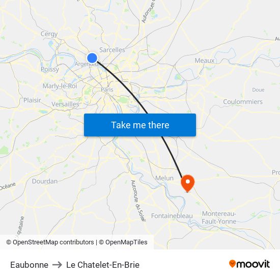 Eaubonne to Le Chatelet-En-Brie map