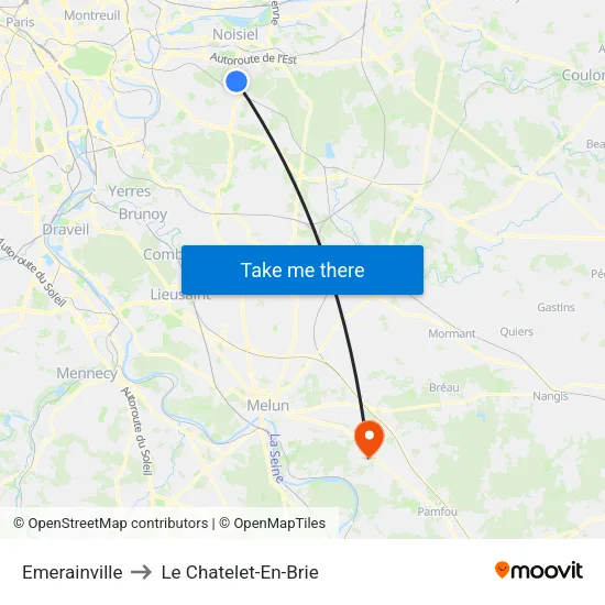 Emerainville to Le Chatelet-En-Brie map