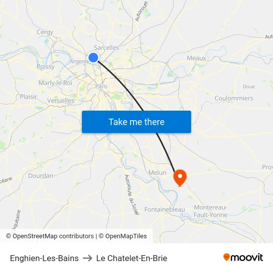 Enghien-Les-Bains to Le Chatelet-En-Brie map