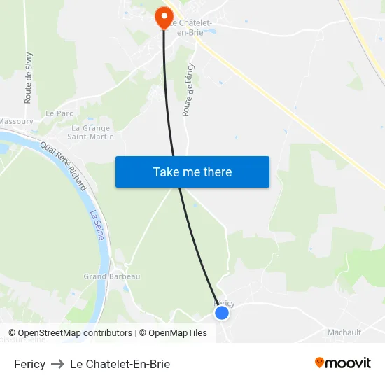 Fericy to Le Chatelet-En-Brie map